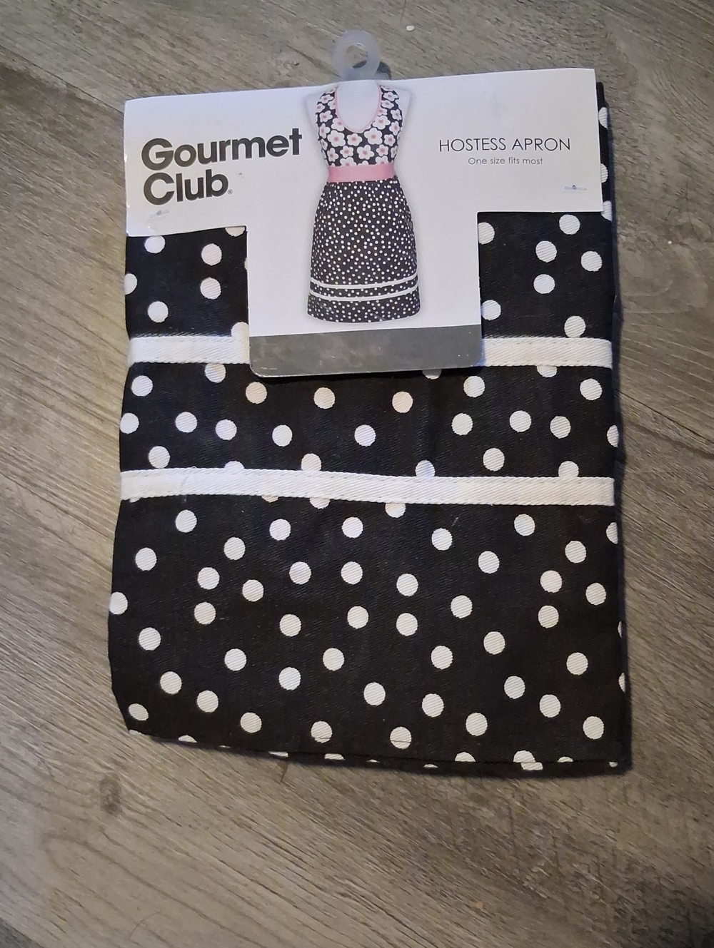 BNIP Black Polka Dot Hostess Apron By Gourmet Club